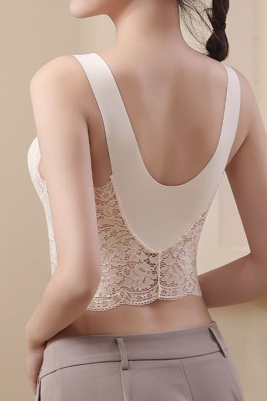 Lace latex fixed cup tank top