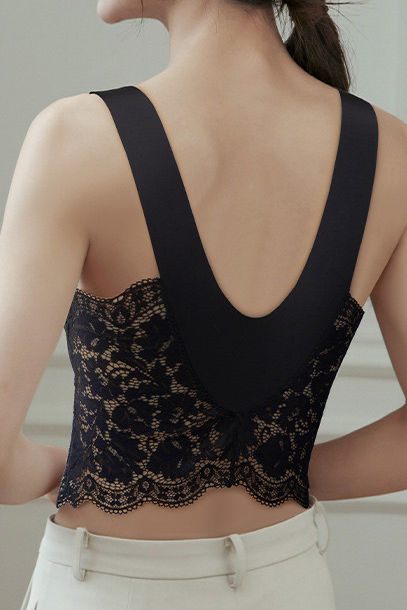 Lace latex fixed cup tank top