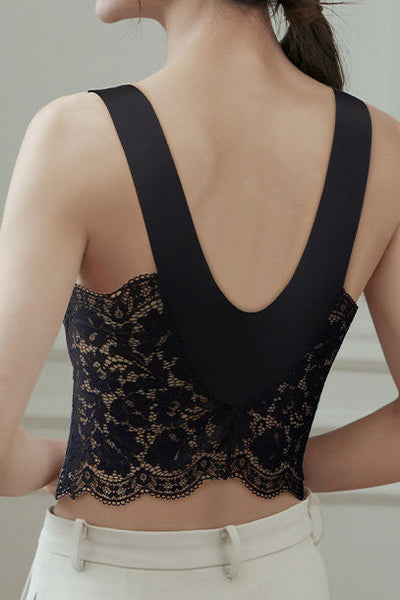 Lace latex fixed cup tank top