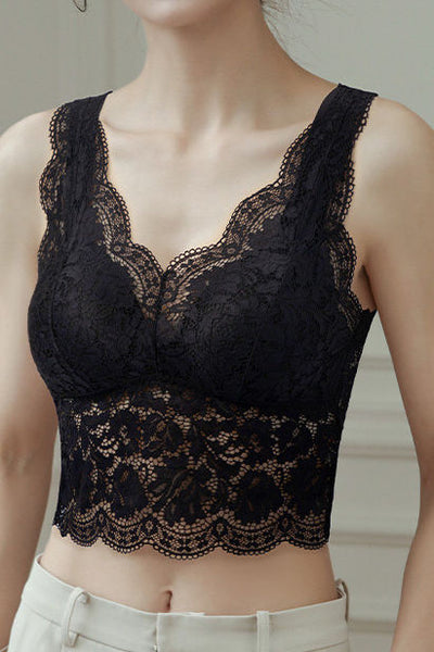 Lace latex fixed cup tank top