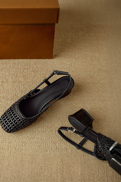 Woven hollow toe sandals
