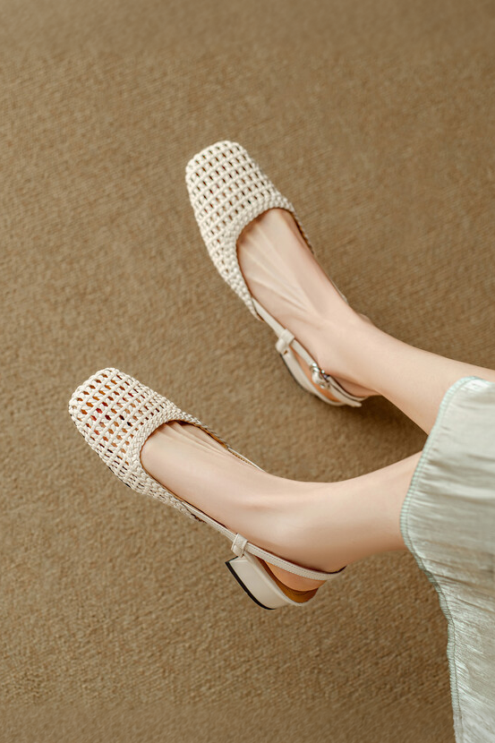 Woven hollow toe sandals