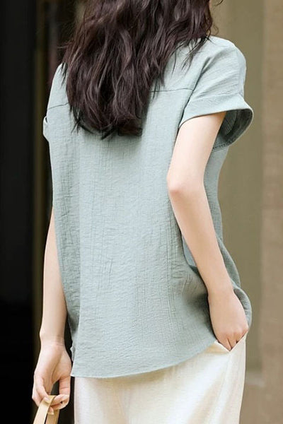 Drop shoulder color block faux two-piece T-shirt