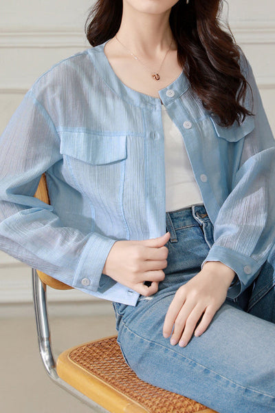 Round neck long sleeve sun protection jacket