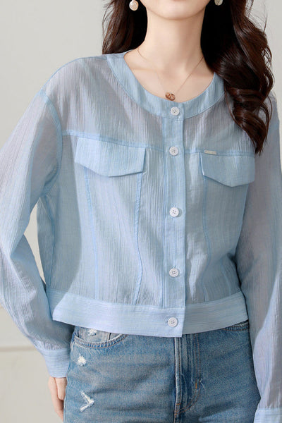 Round neck long sleeve sun protection jacket