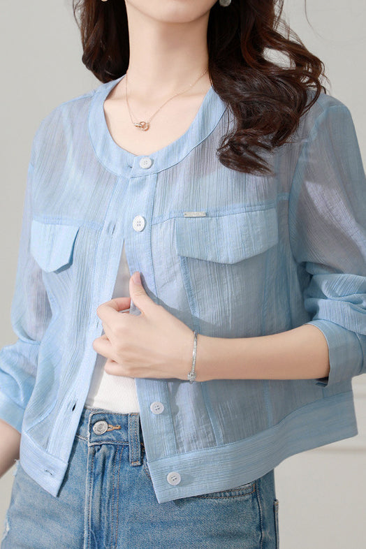 Round neck long sleeve sun protection jacket