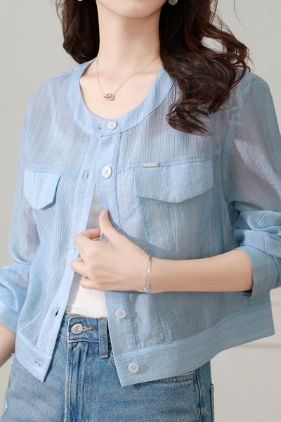 Round neck long sleeve sun protection jacket