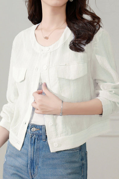 Round neck long sleeve sun protection jacket