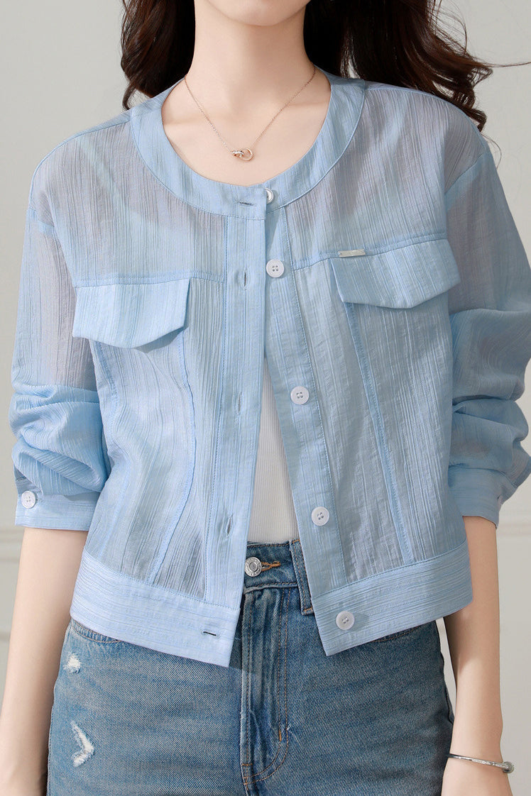 Round neck long sleeve sun protection jacket