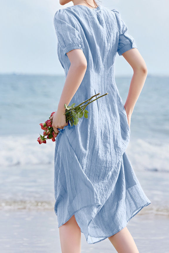 Solid color textured dress
