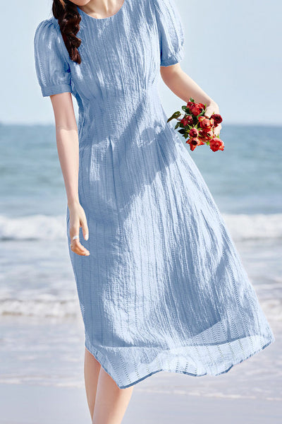 Solid color textured dress