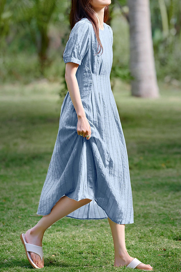 Solid color textured dress