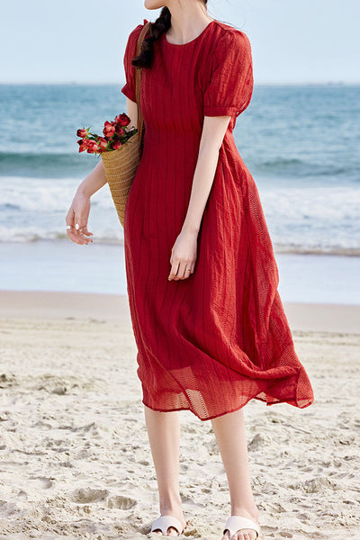 Solid color textured dress