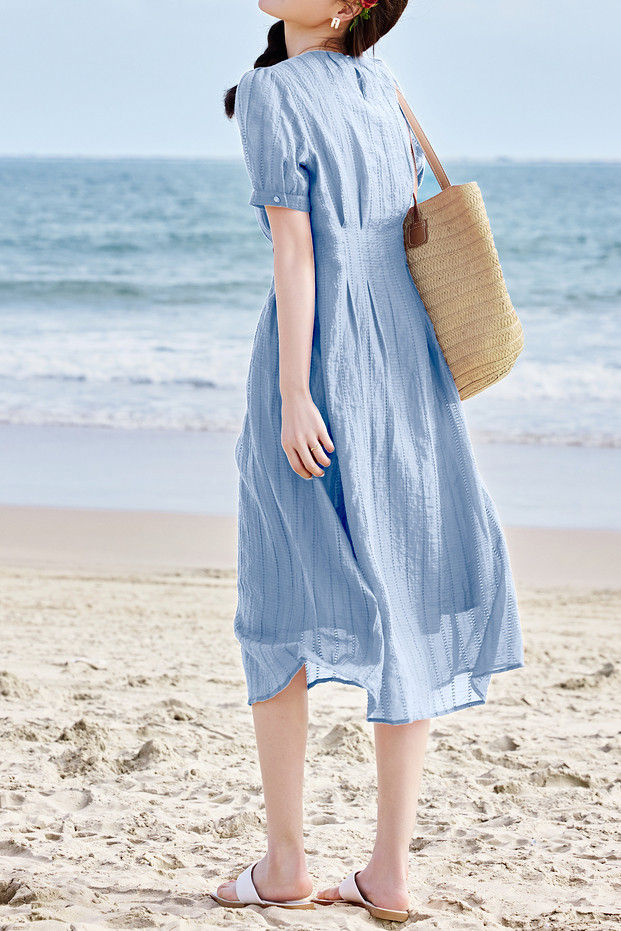 Solid color textured dress