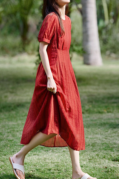 Solid color textured dress
