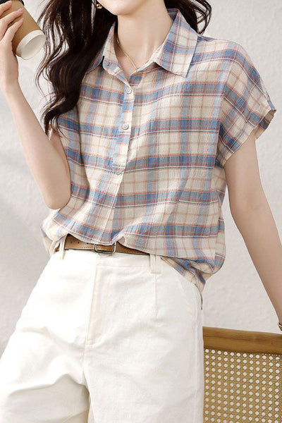 Classic plaid short sleeve shirt