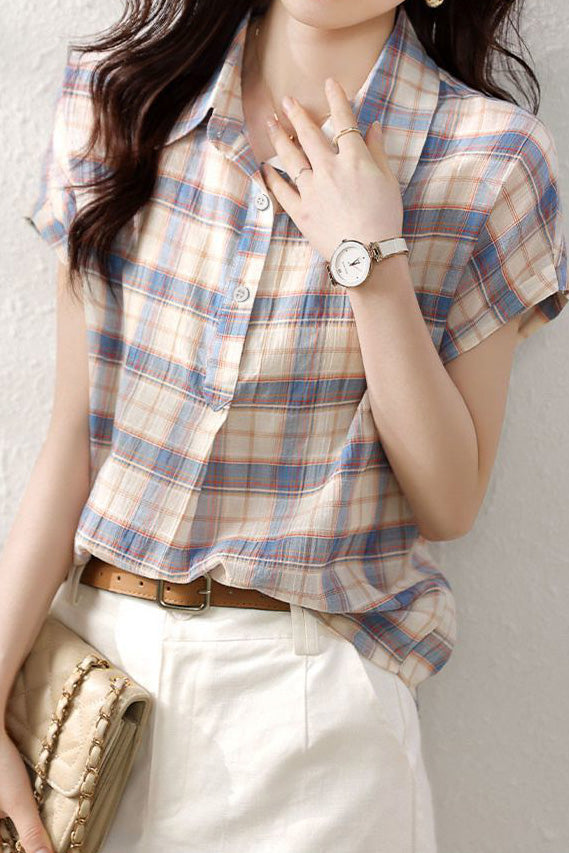 Classic plaid short sleeve shirt