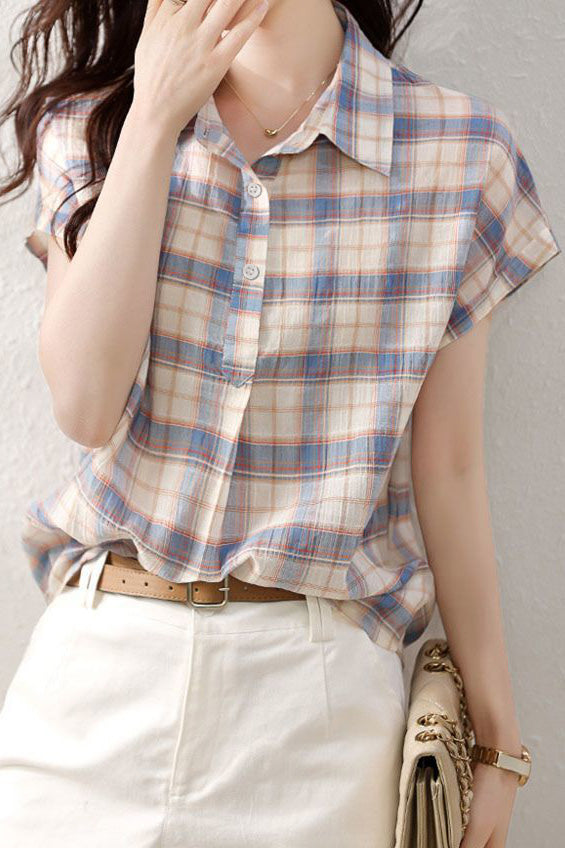 Classic plaid short sleeve shirt