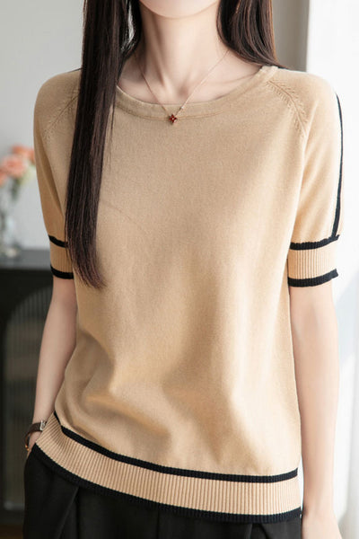 Versatile Pure Cotton Knit Short-Sleeve T-Shirt