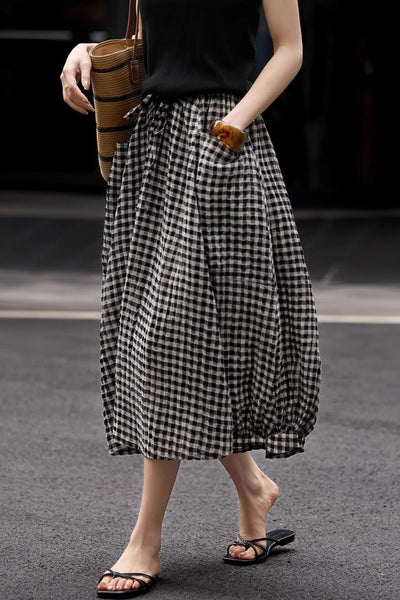 Casual Loose Elastic Waist Lantern Skirt