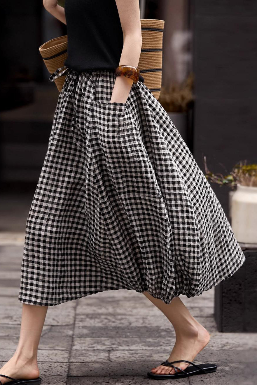 Casual Loose Elastic Waist Lantern Skirt