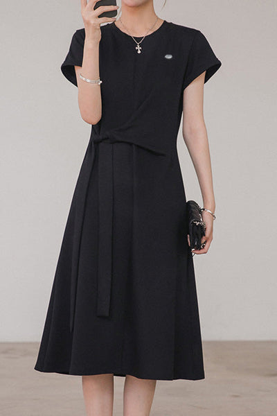 Casual tie-waist A-line dress