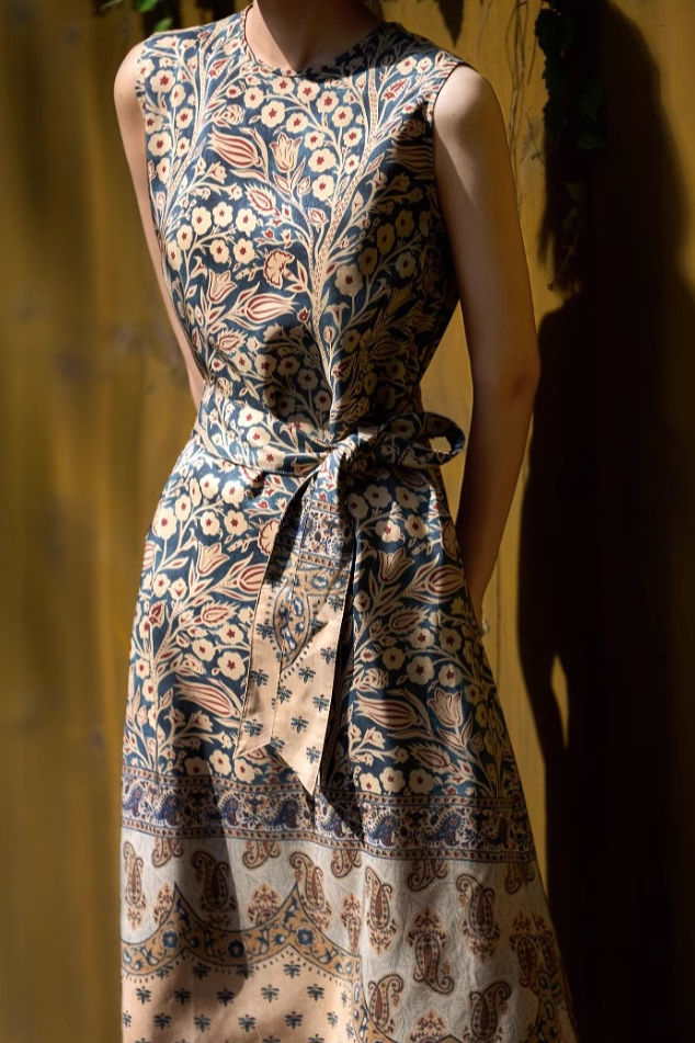 Vintage temperament printed dress