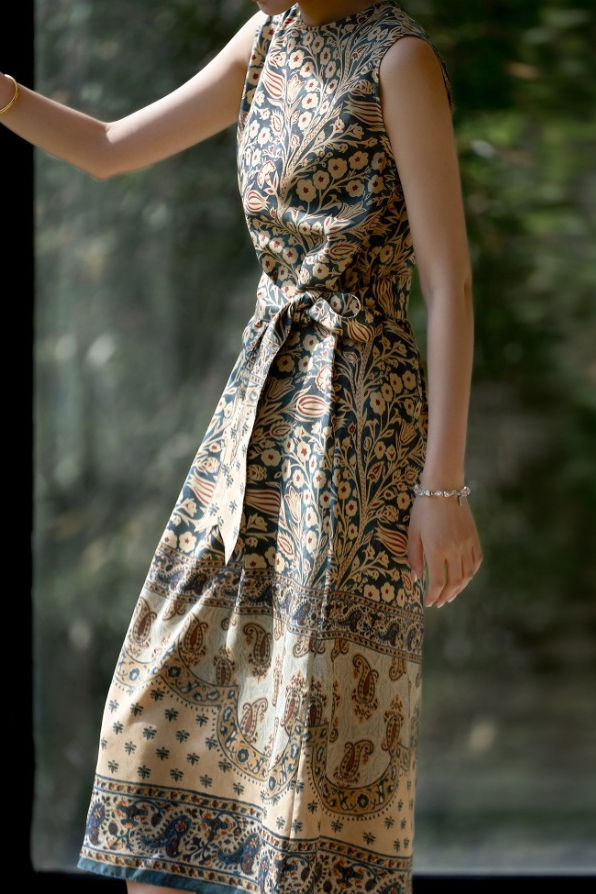 Vintage temperament printed dress