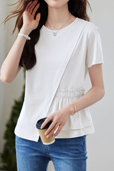 Asymmetric patchwork short-sleeve tee