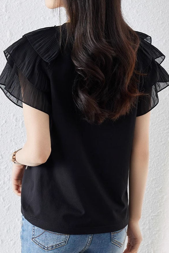 Versatile Spliced Short-sleeve T-shirt