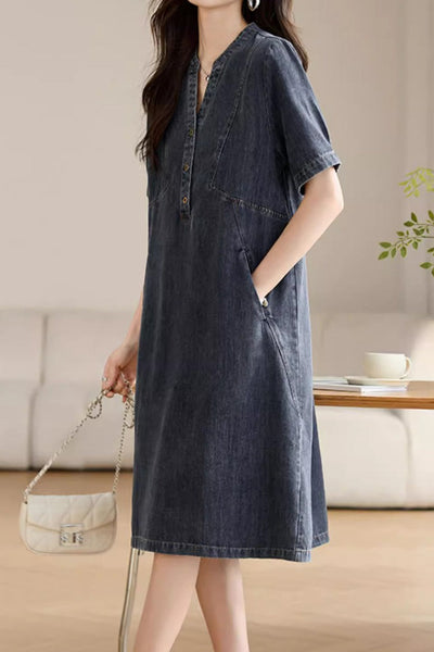 Simple Versatile Women's Denim Dress