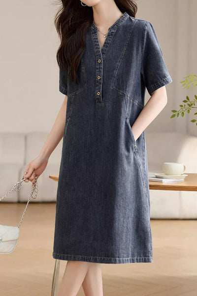 Simple Versatile Women's Denim Dress