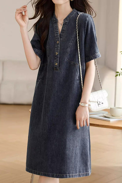 Simple Versatile Women's Denim Dress