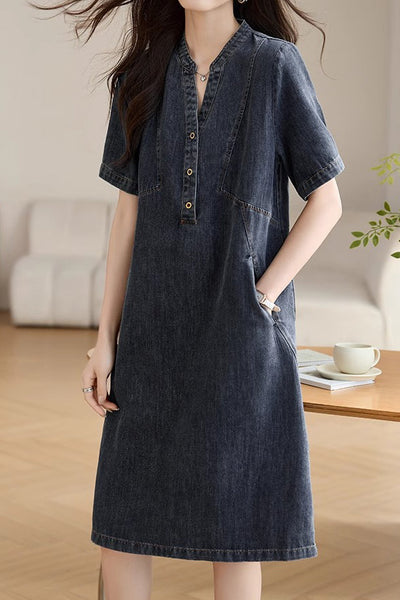 Simple Versatile Women's Denim Dress