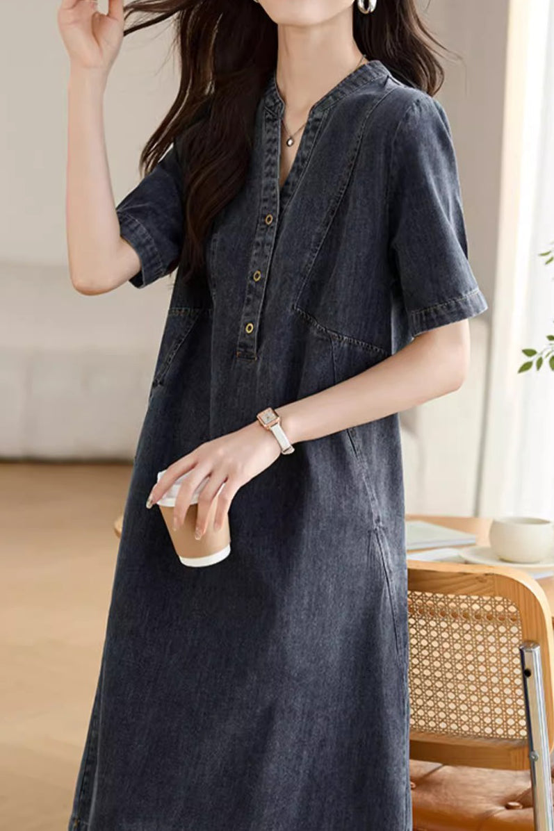Simple Versatile Women's Denim Dress