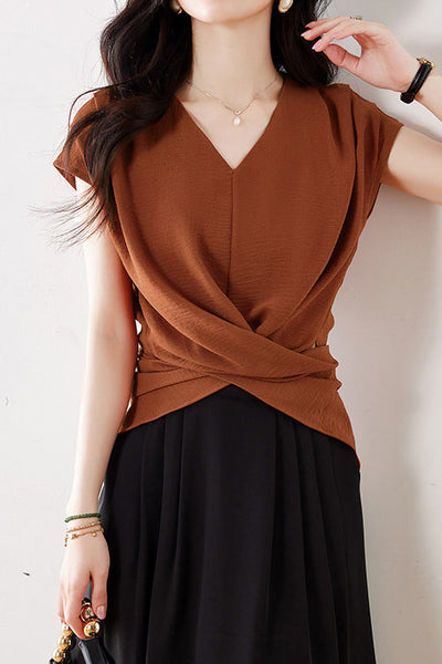 Fashion Batwing Sleeve Waist-cinched Shirt