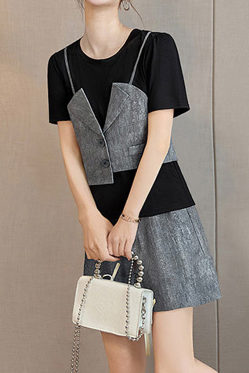 Fashionable Casual Fake Two-Piece Set