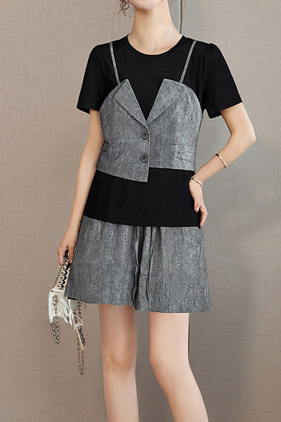 Fashionable Casual Fake Two-Piece Set