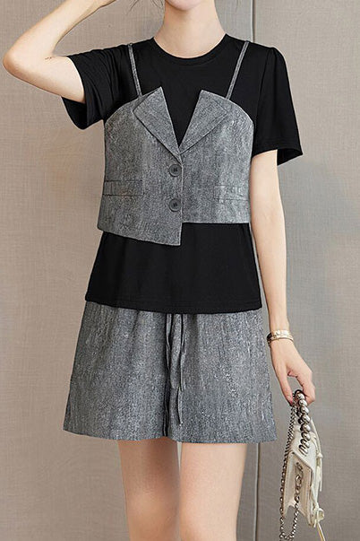 Fashionable Casual Fake Two-Piece Set