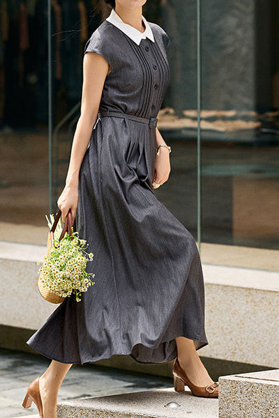 French Elegant Pleated Waist-cinched Dress