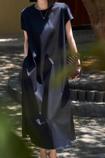 Elegant French Minimalist Solid Color Dress