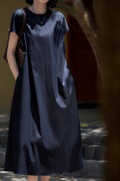 Elegant French Minimalist Solid Color Dress