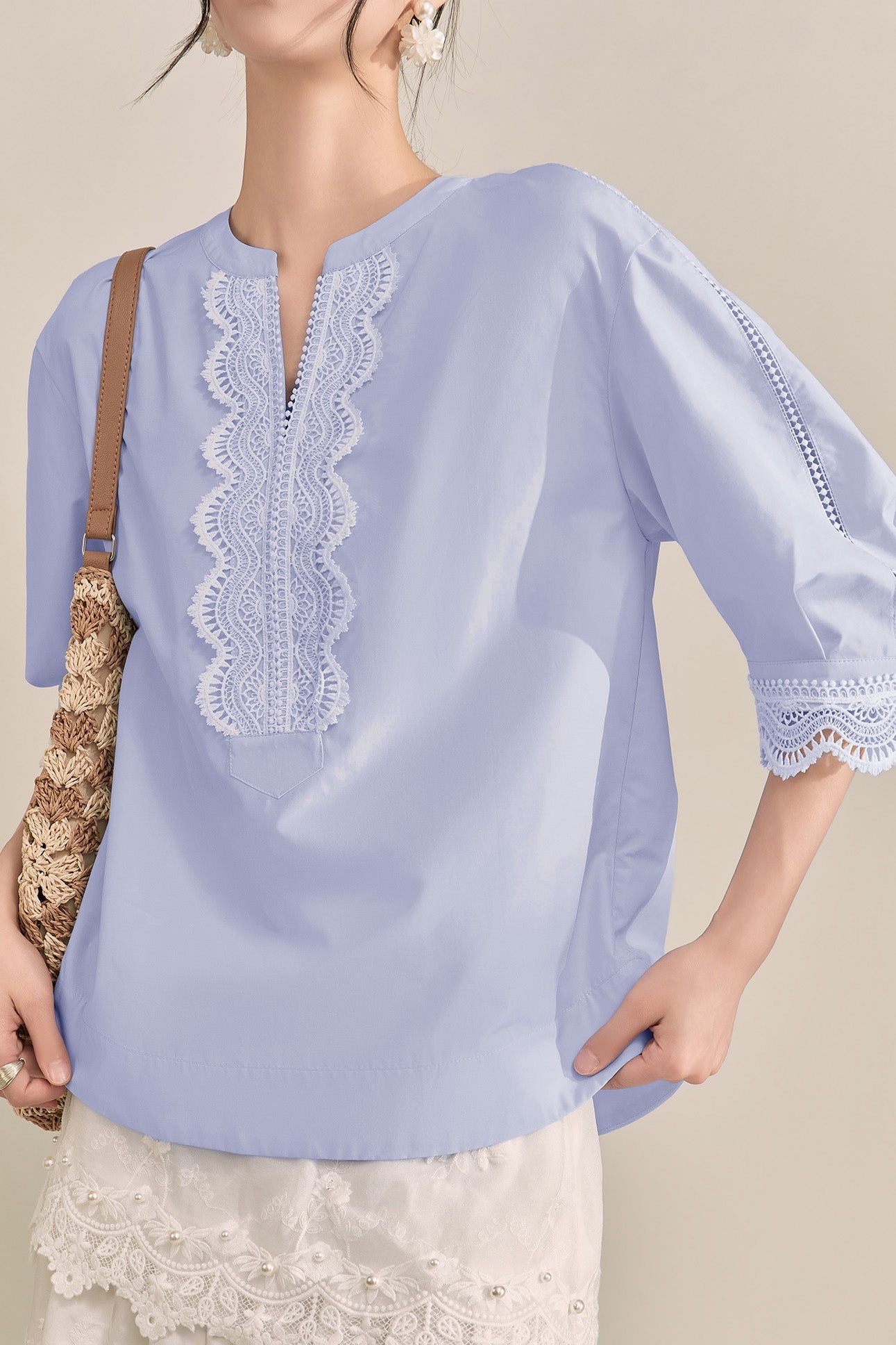 French Color-Blocking Floral Elegant Loose Shirt