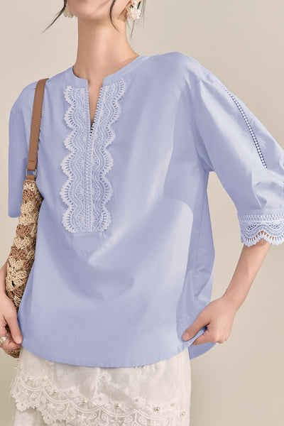 French Color-Blocking Floral Elegant Loose Shirt
