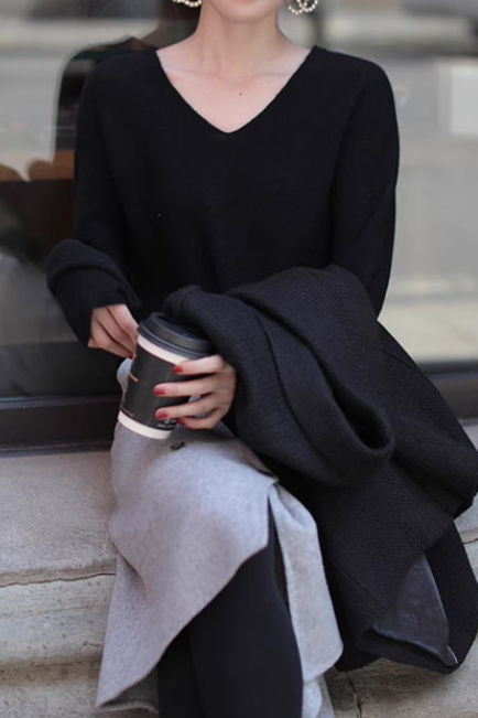 French Loose Long-Sleeve Knitwear