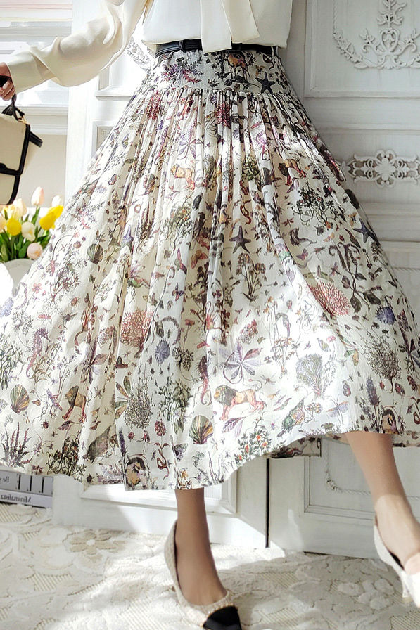 French Printed Long Skirt