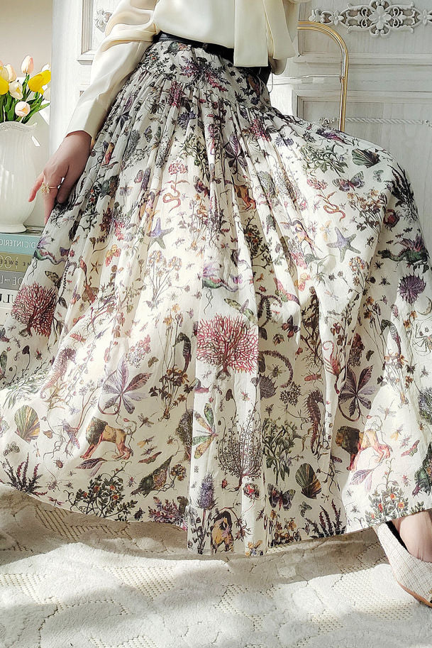 French Printed Long Skirt