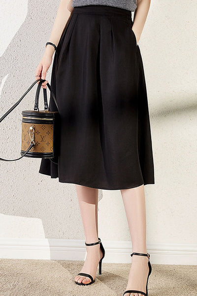 Elegant Office A-Line Pleated Skirt