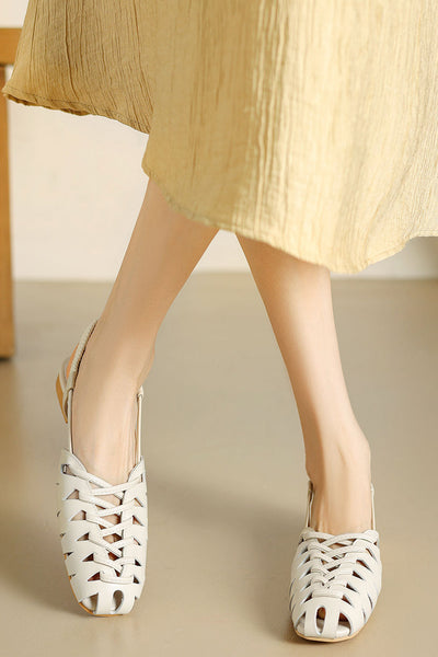 Fashionable Woven Hollow Flat Sandals