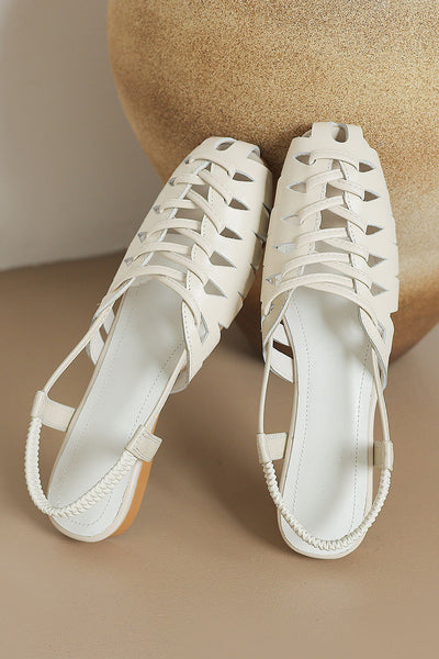Fashionable Woven Hollow Flat Sandals